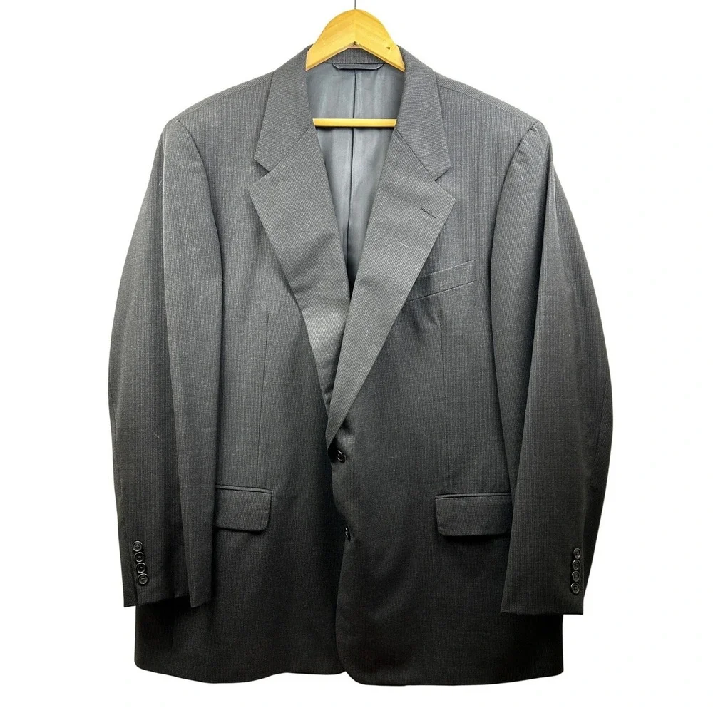 Hickey Freeman Wool Suit Set Men 48L 36x30‎ Gray USA Union Made 2-Piece Classic